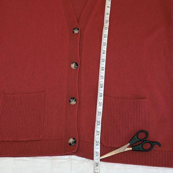 J.Jill Button Front Cardigan Sweater Women's Petite M | Rust Orange Relaxed Fit - Picture 7 of 10